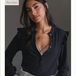 Pilcro ruffled Henley top